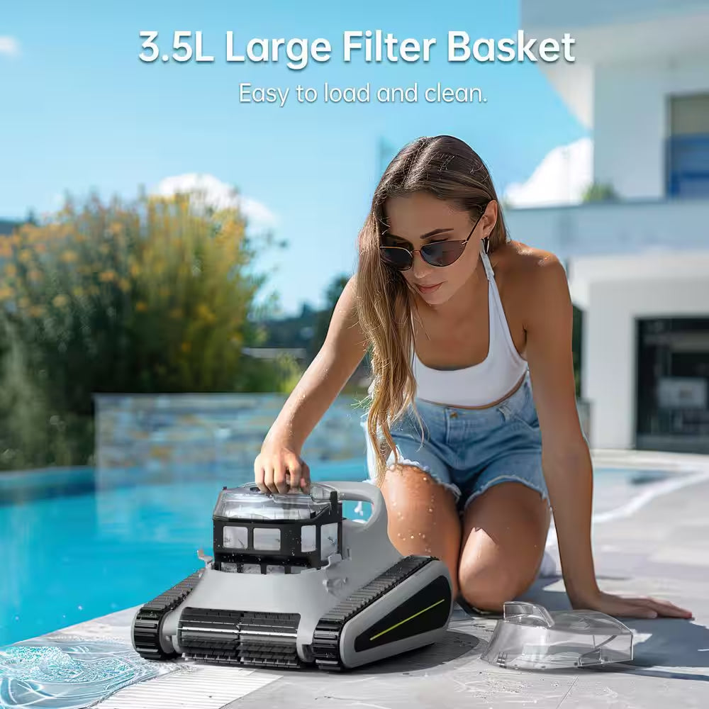 Robotic Pool Vacuum, Cordless Pool Vacuum Robot for above Ground and Inground Pools Wall Floor Waterline Cleaning