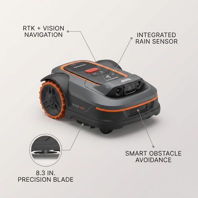 H3000N 8.3 In. Robot Lawn Mower (1/4-1/2 Acre) Rtk+Vision with Smart App Control, Rain Sensor and Obstacle Avoidance