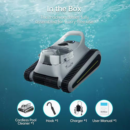 Robotic Pool Vacuum, Cordless Pool Vacuum Robot for above Ground and Inground Pools Wall Floor Waterline Cleaning