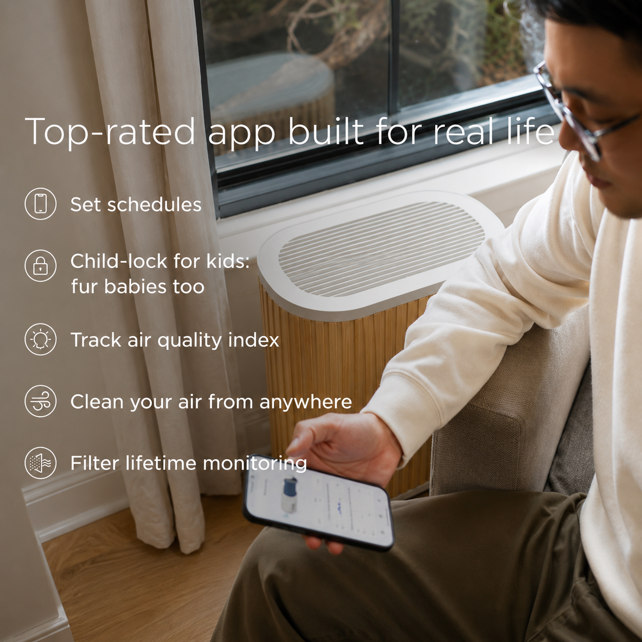 The  Air Purifier Max 3-In-1, Medical Grade, HEPA Filter, Ultra-Quiet, Coverage up to 1950 Sq Ft, Smart - White